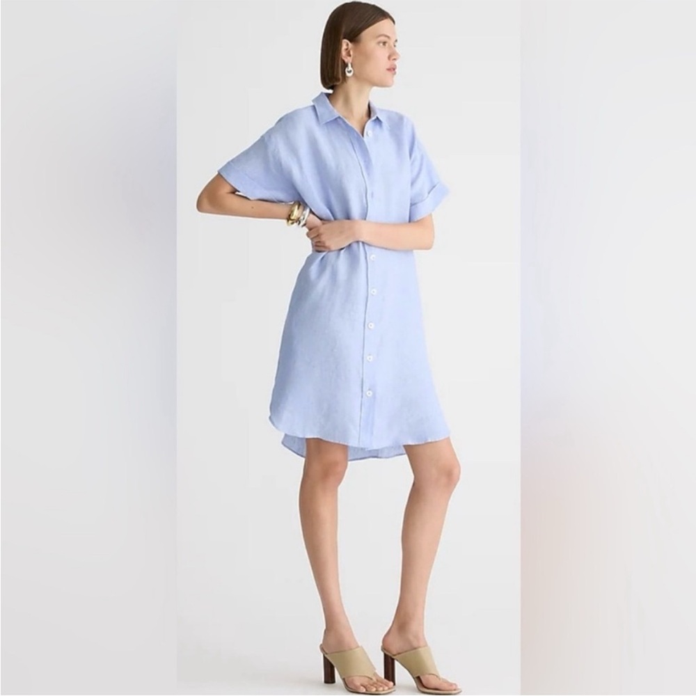 Jcrew Capitaine shirtdress in linen Blue Medium Tall